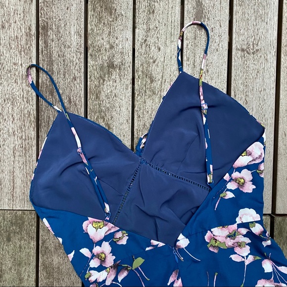 SUGARLIPS Navy & Pink Floral Print Mini Dress - Picture 5 of 10